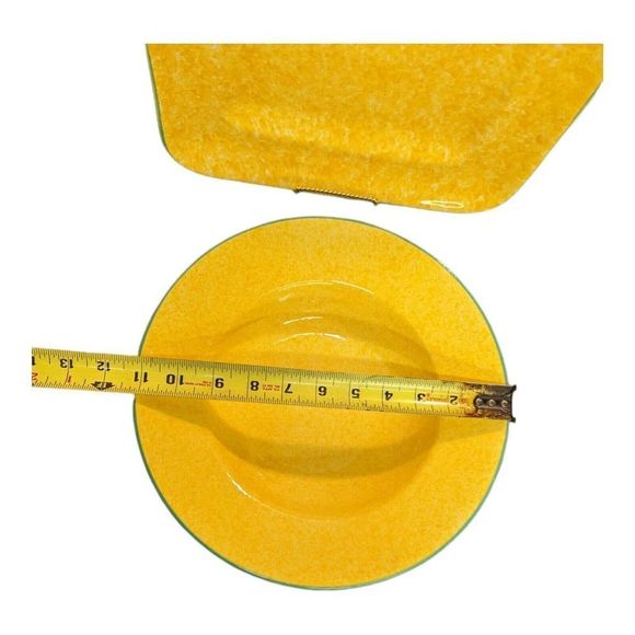 Set Yellow Serving Platter Tray & Bowl made in Italy by Over and Back vintage - Picture 10 of 11